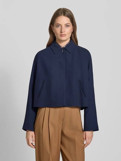 BOSS Żakiet krótki o kroju regular fit z czystej wiskozy Granatowy 4