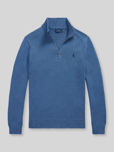 Produktfoto, Regular Fit schipperstrui uit puur katoen van Polo Ralph Lauren, heren, effen blauw met ribstructuur, Polo Ralph Lauren