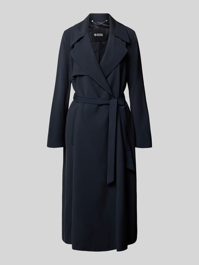 BOSS Regular fit trenchcoat met strikceintuur Marineblauw - 2