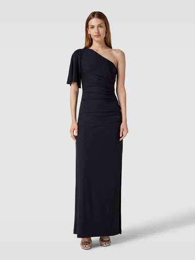 Christian Berg Cocktail Abendkleid mit One-Shoulder-Träger Marine Melange 4