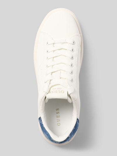 Produktfoto, Sneaker aus Leder-Textil-Mix Modell 'ELBINA14' von Guess in Weiß mit Abgerundete-Spitze, Schnürung, Logo, Absatzhöhe 5 cm, Schafthöhe 7 cm, Schaftweite 9 cm