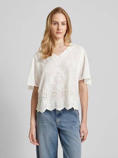 Apricot Blouse met gaatjesmotief Offwhite - 4