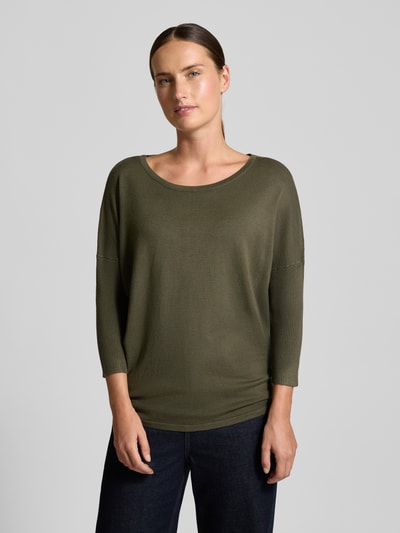 FREE/QUENT Strickpullover aus Viskose-Mix mit 3/4-Arm Modell 'JONE' Oliv 4