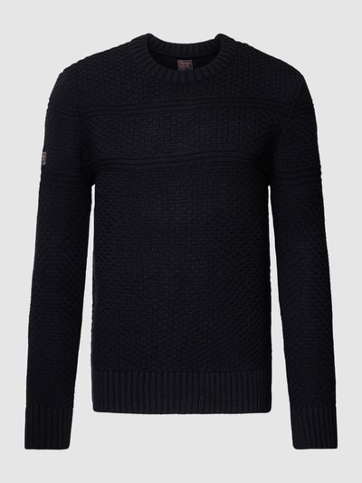 Superdry Strickpullover mit Woll-Anteil Modell 'JACOB CABLE CREW' Dunkelblau 2