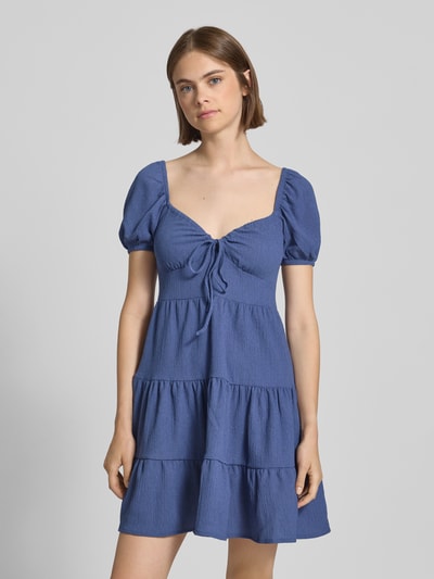 Review Mini-jurk in laagjeslook Rookblauw - 4