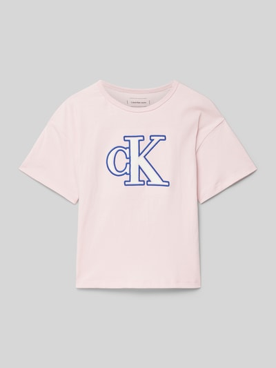 Calvin Klein Jeans Boxy Fit T-Shirt mit Label-Print Rosa 1