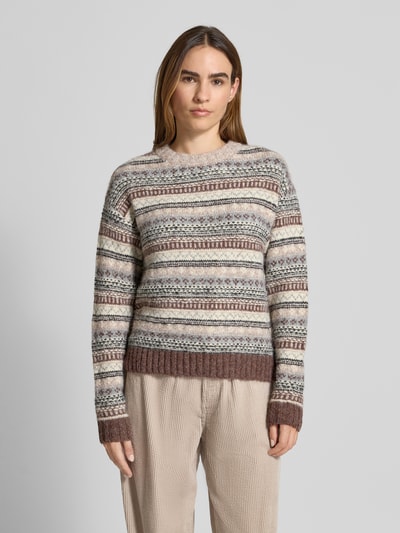 Christian Berg Woman Sweter z dzianiny z prążkowanymi wykończeniami Jasnobrązowy 4