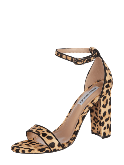 Steve Madden Sandały z końskiej skóry z wzorem w panterkę Camel 1