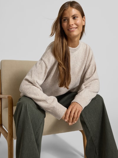 Drykorn Gebreide pullover met ribboorden, model 'MALESE' Zand gemêleerd - 3