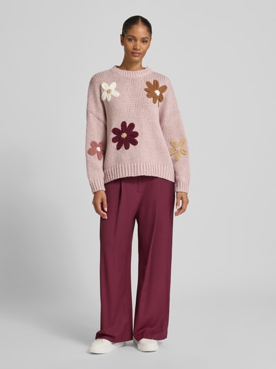 Apricot Wide fit stoffen broek van viscosemix met bandplooien Bordeaux - 1