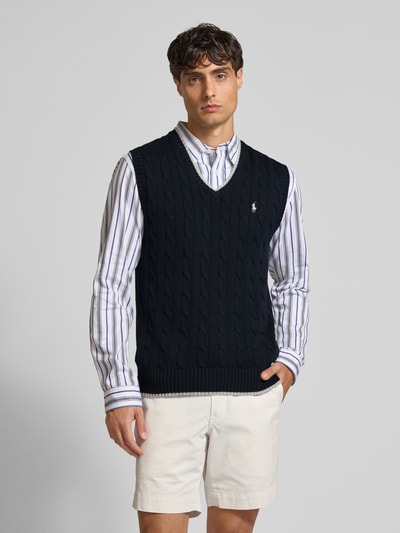Polo Ralph Lauren Pullunder mit Zopfmuster und V-Ausschnitt Marine 4
