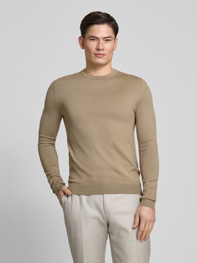 HUGO Strickpullover mit Rundhalsausschnitt Modell 'Cody' Beige 4