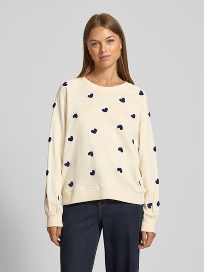 ICHI Sweatshirt met ribboorden, model 'KASURA' Offwhite - 4