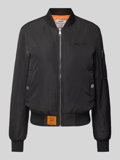 Original Bombers Bomberjacke mit Label-Stitching Black 2