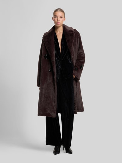 HUGO oversized lange jas van polyester in imitatiebontlook met paillettendetails Bordeaux - 1