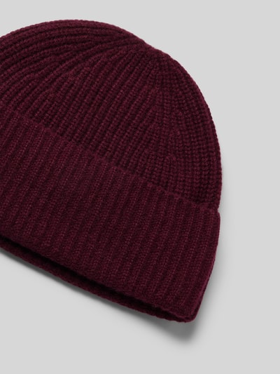 MCNEAL Gebreide muts van kasjmier met brede omslag Prune - 2