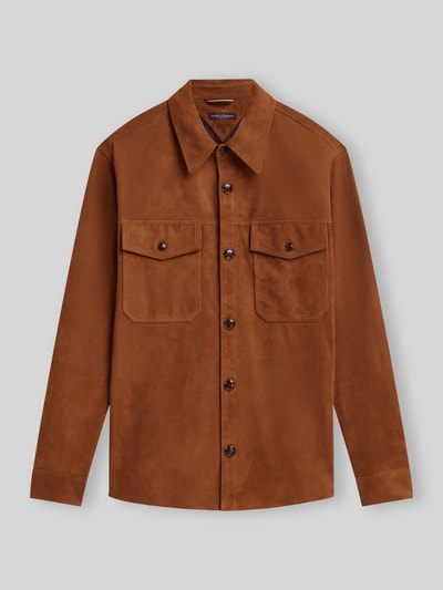 Tommy Hilfiger Krój relaxed fit kurtka skórzana z prawdziwego koziego zamszu Orzechowy 2
