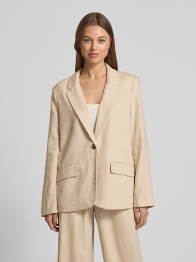 Vila Regular Fit Blazer aus Leinen-Viskose-Mix mit Pattentaschen Sand 4