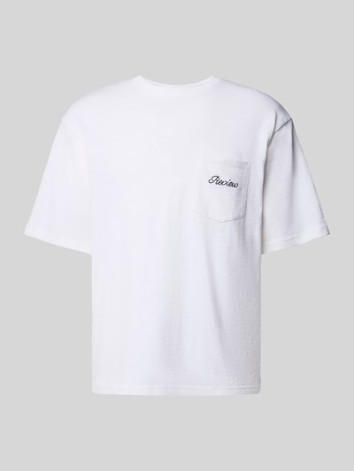 REVIEW T-Shirt mit Brusttasche und Label-Stitching Offwhite 2