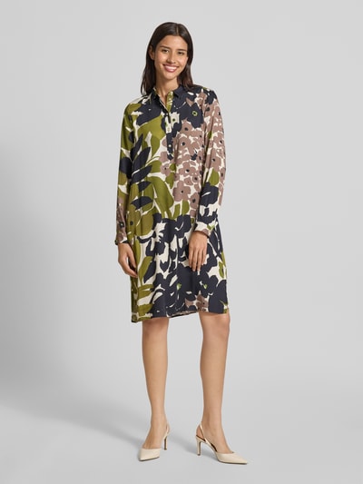 Milano Italy Knielanges Hemdblusenkleid mit kurzer Knopfleiste Gruen 1