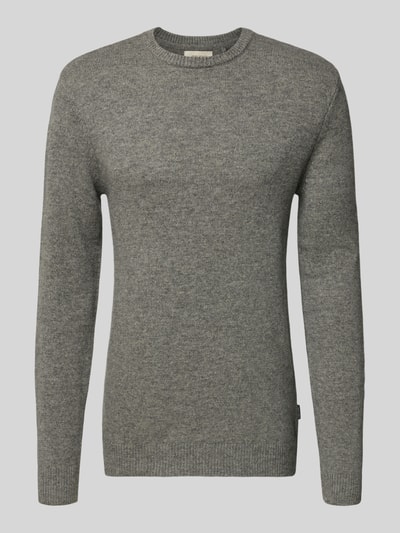 Blend Gebreide pullover met ribboorden, model 'BRANKO' Lichtgrijs gemêleerd - 2