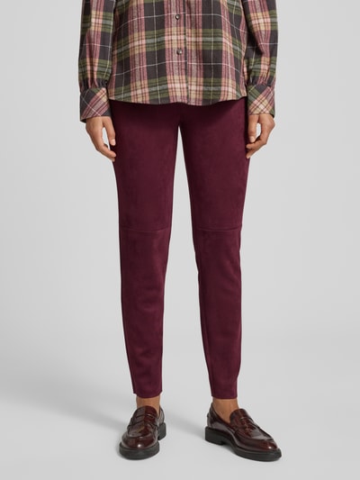 Christian Berg Woman Spodnie z imitacji skóry z elastycznym pasem Wiśniowy 4