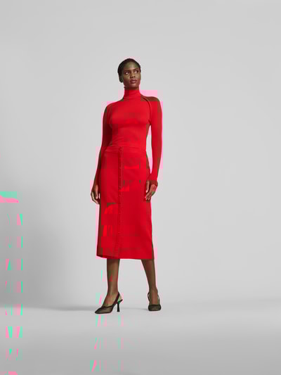 Victoria Beckham Midirock in Strick-Optik Rot 1