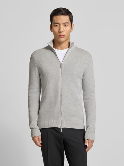 SELECTED HOMME Regular Fit Strickjacke aus reiner Baumwolle Modell 'DANE' Hellgrau 4