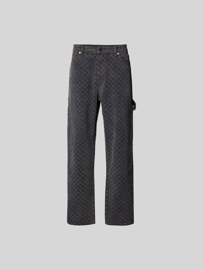 Produktfoto, Wide Fit Jeans mit Allover-Print von DAILY PAPER, Reine Baumwolle, dunkle Töne, 5-Pocket-Design, Knopf- und Reißverschluss.