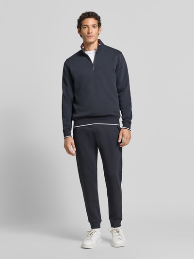 Christian Berg Men Sweatshirt mit Troyer-Kragen Marine 1