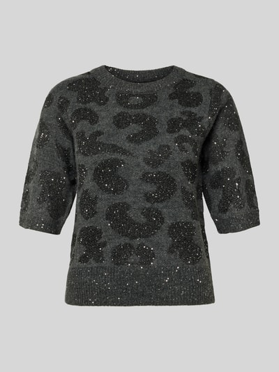 Vero Moda Shaped Fit Strickpullover mit Woll-Anteil Modell 'ZUZU 2/4 O-NECK PULLOVER' Anthrazit 2