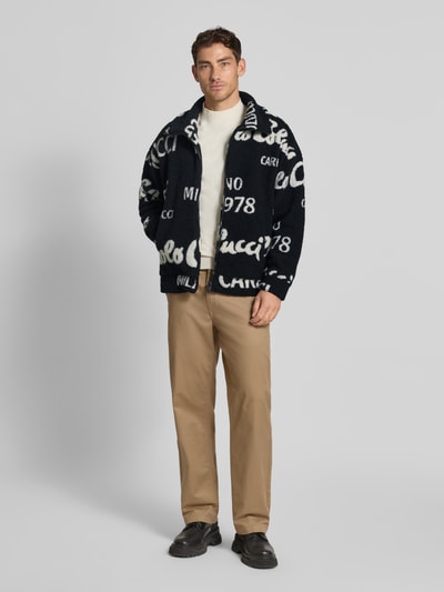 CARLO COLUCCI Kurtka z polaru o kroju oversized z zamkiem błyskawicznym Czarny 1