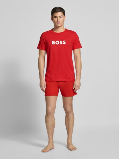 BOSS Relaxed Fit Badeshorts mit Label-Print Modell 'Iconic' Rot 1