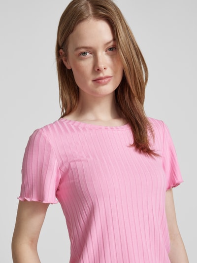 Rich & Royal T-Shirt mit geripptem Rundhalsausschnitt Pink 3