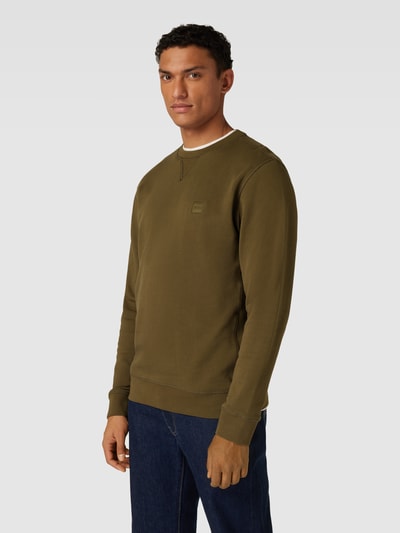 BOSS Orange Sweatshirt mit Label-Stitching Modell 'Westart' Oliv 4