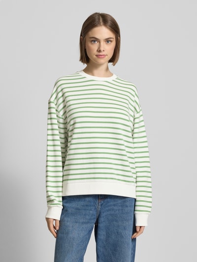 Marc O'Polo Denim Sweatshirt met ribboorden Grasgroen - 4