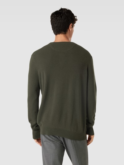 Christian Berg Men Kaschmirpullover mit geripptem Rundhalsausschnitt Khaki Melange 5