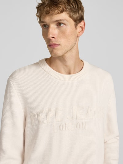 Pepe Jeans Regular fit gebreide pullover van een mix van viscose en katoen, model 'PHINEAS' Offwhite - 3