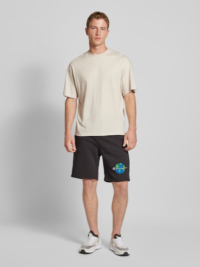 CHAMPION Regular Fit Sweatshorts mit Motiv-Print Dunkelblau 1