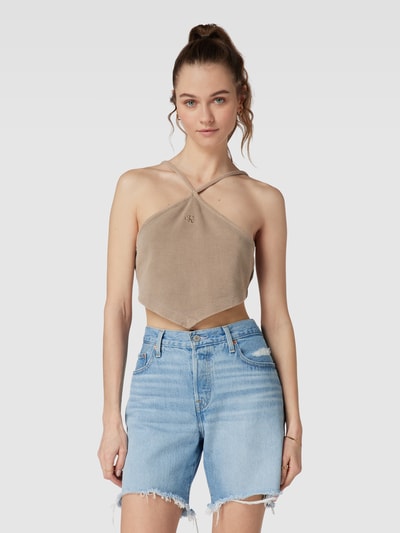 Calvin Klein Jeans Crop Top mit Strukturmuster Beige 4