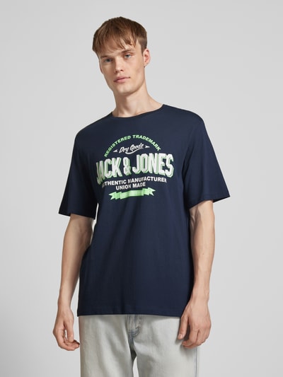 Jack & Jones T-Shirt mit Label-Print Modell 'ELOGO' Marine 4