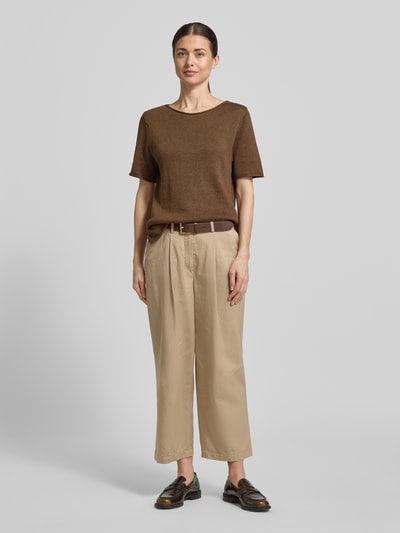 Marc O'Polo Regular Fit Pullover aus Baumwoll-Leinen-Mix Mittelbraun 1