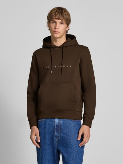 Jack & Jones Hoodie mit Label-Print Mittelbraun 4