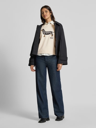 Lauren Ralph Lauren Sweter z dzianiny z prążkowanymi wykończeniami model ‘RIEDNEE’ Złamany biały 1