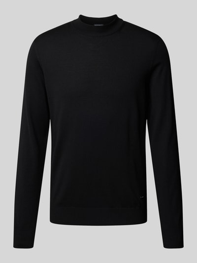 JOOP! Collection Gebreide pullover van scheerwol met opstaande kraag, model 'Davide' Zwart - 2