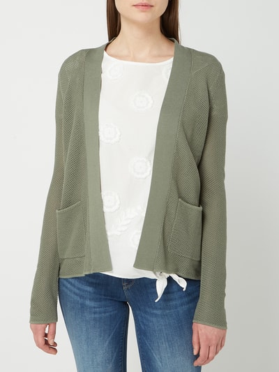 Christian Berg Woman Cardigan mit Lochmuster  Oliv 4