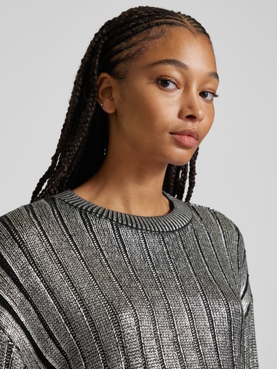 Only Comfort fit gebreide pullover in metallic look, model 'Kama' Zwart - 3