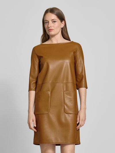 MM Smalle jurk in kunstleerlook Cognac - 4