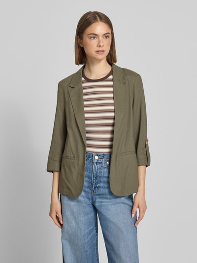 ONLY Relaxed Fit Blazer aus Viskose-Leinen-Mix Modell 'GOA' Oliv 4
