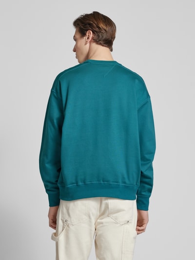 Tommy Jeans Boxy fit sweatshirt met labelstitching Petrol - 5